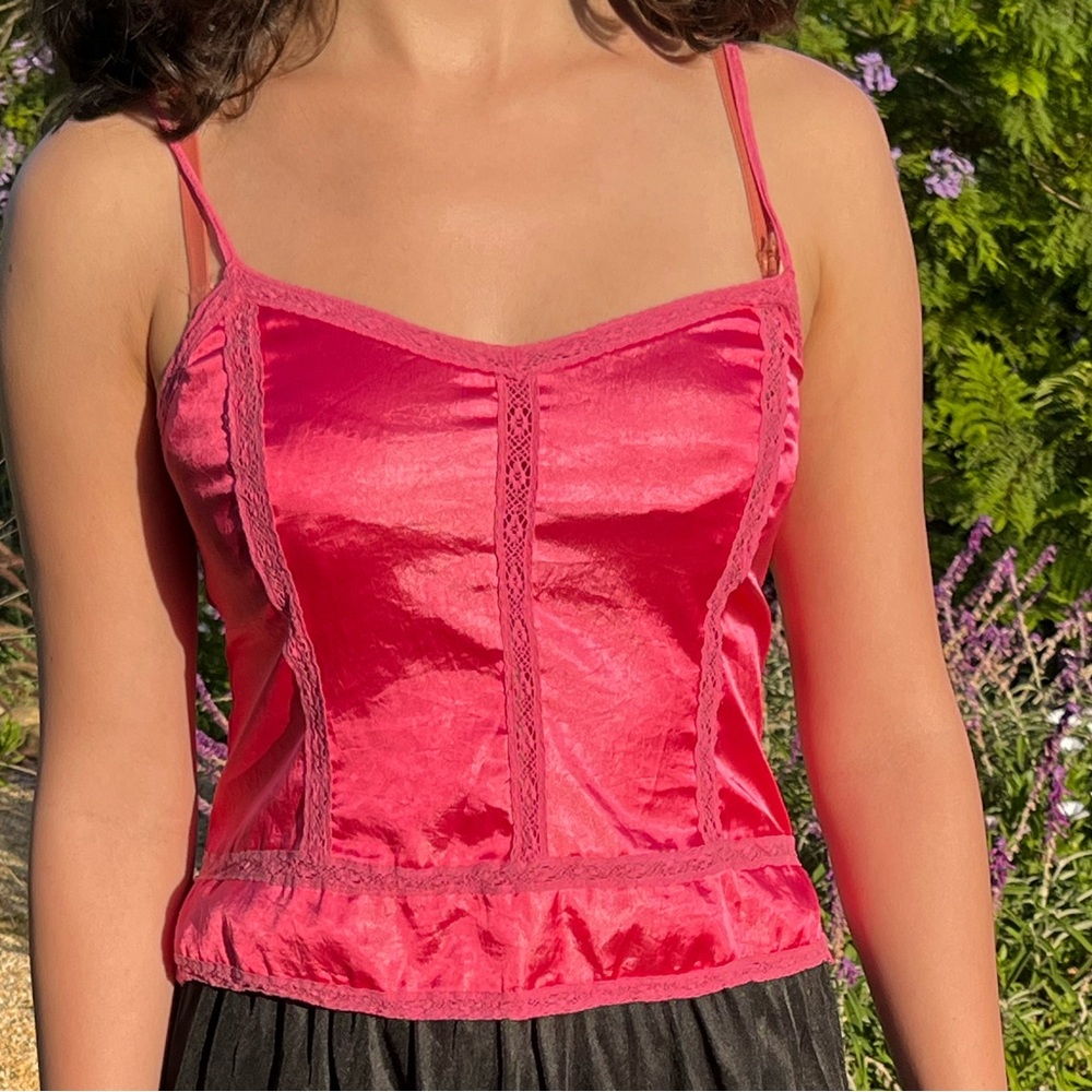Hot pink satin camisole